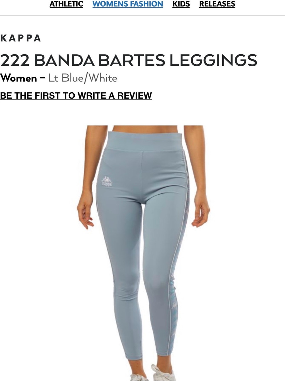 Kappa Light Blue Leggings with White Side Stripe